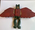 Vtg Balinese Flying Frog Spirit Chaser Wood Hand Carved   Painted- Folk Art