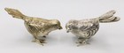 Pair Of Vintage Antique Epns Lacquer Silver Plate Bird Statue Figurines