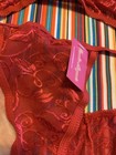 Nos Vtg Paradise Lingerie 2pc String Bikini Panty   Garter Belt Set Red Lace  os