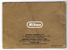 Nikon Nikkormat Ftn 1969 Camera Instruction Book   Manual   Guide In English