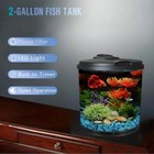 2 Gallon Plastic 360 Aquarium W  Led Lights Power Filter Tropical Fish Betta New