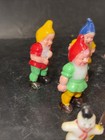 Vintage Set 7 Hard Plastic Gnome Miniatures 2  Figures Hong Kong Plus Extras