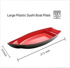 Large Red Black Melamine Sushi Boat Serving Plate 27 5x9 5 Inch S-3307