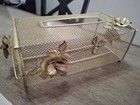 Vintage Tissue Box Holder Cover Gold Brass Mesh Mcm Vanity Hollywood Regency 10 