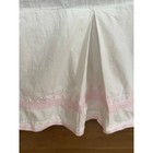 Pottery Barn Kids Crib Bed Skirt White Pink Embroidery Nursery Decor
