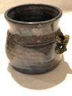 Vtg Style Ceramic Frog Planter Pot Blue Glaze Pottery Signed
