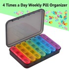 1x Weekly Pill Box Organizer 4 Times A Day 7 Day Organizer Case Medicine Storage