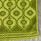 Vintage Green Sculpted Bath Towel Mcm Reversible Fringe 24x36