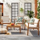Patio Furniture 4 Piece Outdoor Acacia Wood Patio Conversation Sofa Set Table 