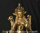 8 8  Old Tibetan Copper Gilt Buddhism Green Tara Enlightenment Goddess Statue