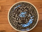 Turkish Plate Guven Cini Kutahya Ceramic Hand Painted 10    Pottery Art Black