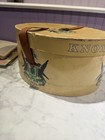 Knox Vintage New York Oval Hat Box Leather Strap Heraldic Crest Advertising 