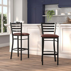 Hercules Black Metal Barstool With Burgundy Vinyl Seat - 2 Pack