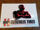 Vintage Metal Hercules Tires Stamped Steel Tire Rack Store Sign 24x16 