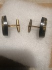 Vintage Airplane Jet Cufflinks Black Gold Tone Pat Pend Aviation Pilot Pair
