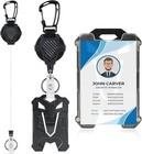 2 Pack Retractable Keychain With Id Card Holder  Heavy Duty Carabiner Badge Hold