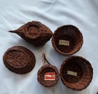 Vintage Boho  Nautical Dark Brown Wicker And Rattan Small Decorative Baskets  5 