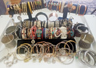 Vintage Mod Jewelry  Lot 100  Pieces Gold   Silver Copper Tone Bracelets Bangles
