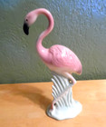 Vintage 1950 s Ceramic Art Deco Pink Flamingo 7  Tall Head Up