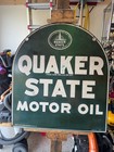 Early 60   s Quaker State Motor Oil Double Sided Hanger Tombstone