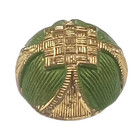 Antique Gold On Green Glass Domed Button Gesetzlich Geschutzt 5 8  Germany