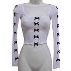 Kimchi Blue Coquette Pink Sheer Mesh Bow Crop Top  Xs Dollette Balletcore Lolita