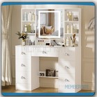 Vanity Desk With Smart Led Mirror 7 Drawers   Crystal Pull Makeup Dressing Desk