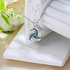 Sterling Silver Love Knot Pendant Necklace With Blue   White Sapphires