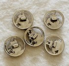 Lot Of 5 Vintage Realistic Sailing Ship Boat Silver Plastic Sewing Buttons S100