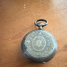 Antique Full Hunter Silver Pocket Watch White Roman Dial Manual Mechanical 15j