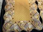  4  Williams-sonoma-quilted Placemats-golden Yellow brown-pumpkins leaves-euc-    
