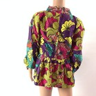 Womens Top African Ethnic Ankara Peplum Dashiki Pleated Bow Multi Color Size S