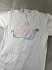 Vintage 80s Adidas Shirt Mens Medium White Trefoil Lotus Graphic Made In Usa Tee