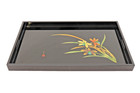 Japanese Vintage Aizu Lacquerware Tea Tray Wooden Long Serving Platter Unryu Box