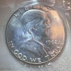 1962 Franklin Half Dollar 50c Philadelphia 90  Silver Us Mint Uncirculated Coin