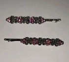 Pink Rhinestone Bobby Pins Lot 2 Pairs Vintage Style Crystal Hair Clips Perfect