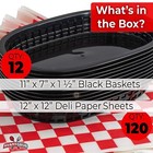Retro Black Plastic Fast Food Baskets   Red Patty Paper Liner Set By Avant Grub