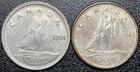  2  1954 1961 Canada 10 Cents Silver Coins