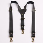 Mens Genuine Leather Braces Heavy Duty Suspenders Formal Wear Y-shape Adjustable