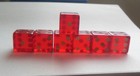 Vintage Red Bakelite Dice Transluscent 5 8  Set Of 7