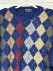 Vintage Burberrys Men   s L Blue Argyle 100  Wool Sweater Made Scotland 80s Preppy