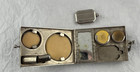 Antique Silver Plate Dance Compact W Chain  Perfume  Mirror  Powder  Lipstick 