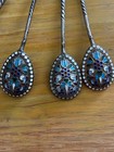 Antique 6 Pre Revolution Silver enamel Russian  Cloisone Spoons 1908-27