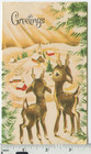 Vintage 1960 s Mid Century Christmas Greeting Card Fawn Reindeer   Snow Village