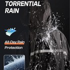 Men Black Waterproof Long Raincoat Rain Coat Hooded Trench Jacket Hiking Outdoor