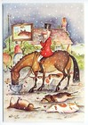 Unused Vintage Christmas Greeting Card Mid Century Drunk Dogs Fox Horse Babette