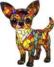 Cute Puppy Dog Resin Table Lamp Night Light Retro Stained Glass Desk Decor