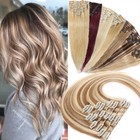 Double Weft Clip In Real Remy Human Hair Extensions Full Head Highlight Thick Us