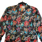 Chicos Womens Silk Blend Floral Jacquard Jacket Size Small Mandarin Collar Asian