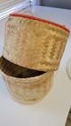 Thai Laos Hand Woven Craft Large Sticky Rice Bamboo Basket Container Kratip